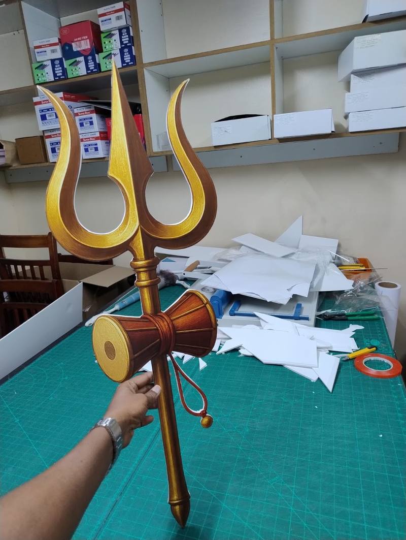 A large printed foam board cut-out prop